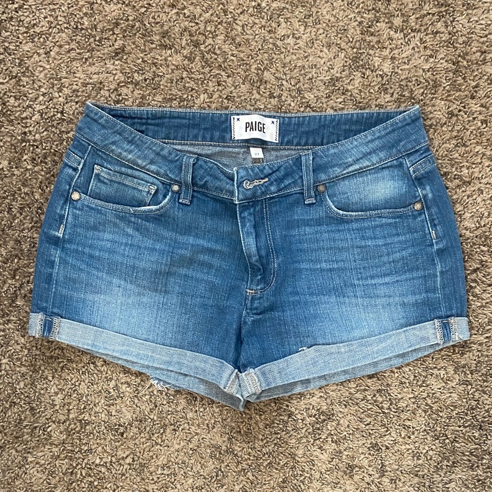 ☀️ PAIGE Blue Roll-Cuff Denim Shorts